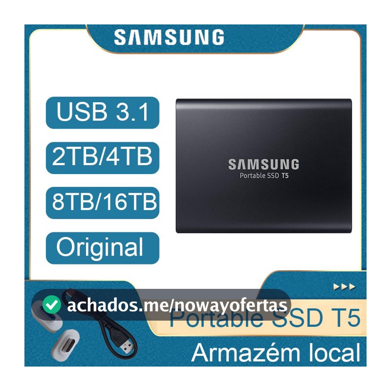 Unidade Externa SAMSUNG SSD T5 2TB/4TB/8TB/16TB De Estado Sólido Hd Rígido Portátil Adequado Para Desktop