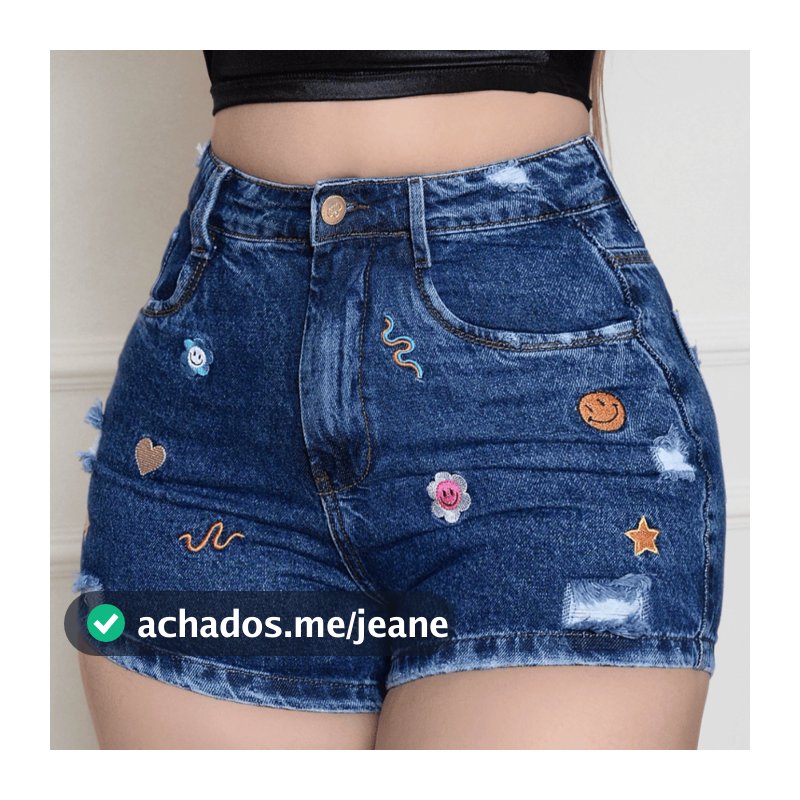 Short Jeans Feminino Còs Alto 100% Algodão Levanta e Empina Bumbum Premium