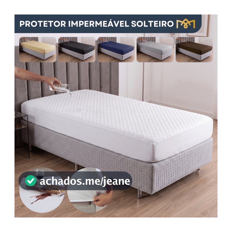 Capa Para Colchão Impermeável Protetor Super Silencioso Tecido Matelado Solteiro com Elástico