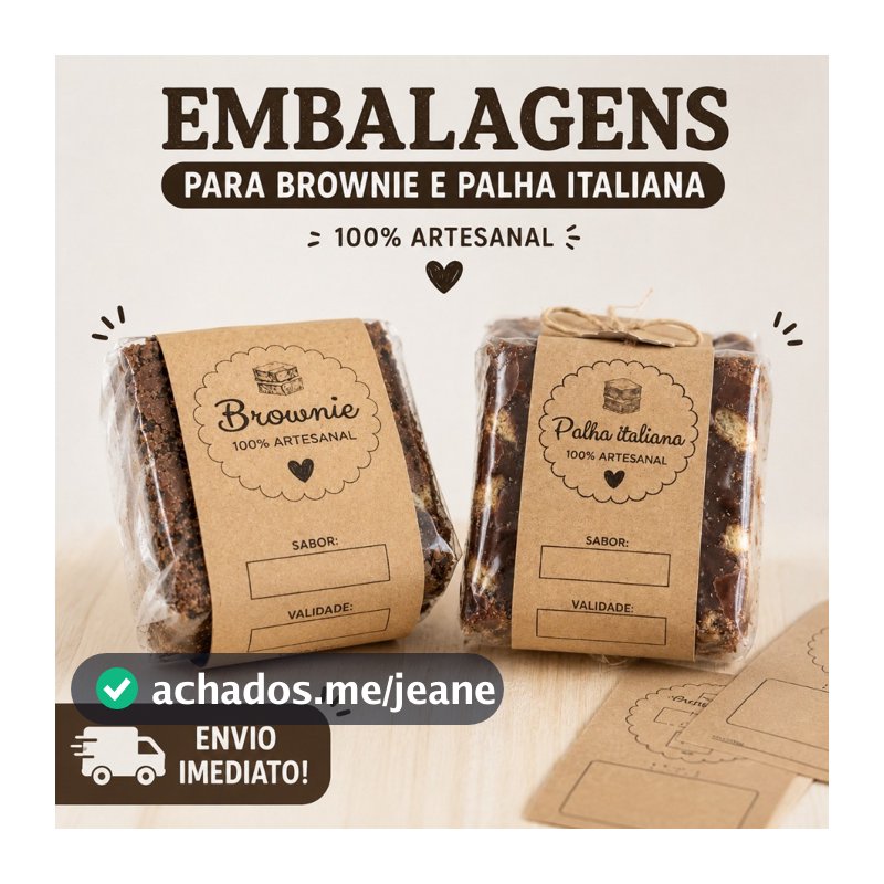 200 Cintas para Brownie ou palha italiana Kraft 4,5 x 21 cm –  ENVIO IMEDIATO!!!