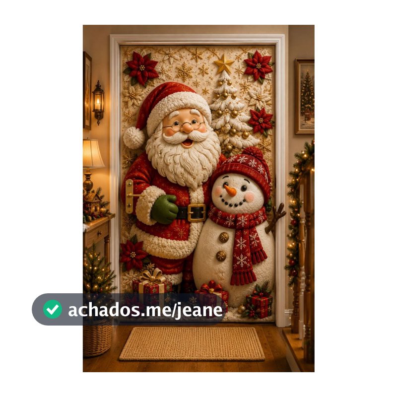 Capa Para Porta Decoração NATAL  2026 Painel Em Tecido Com Elástico