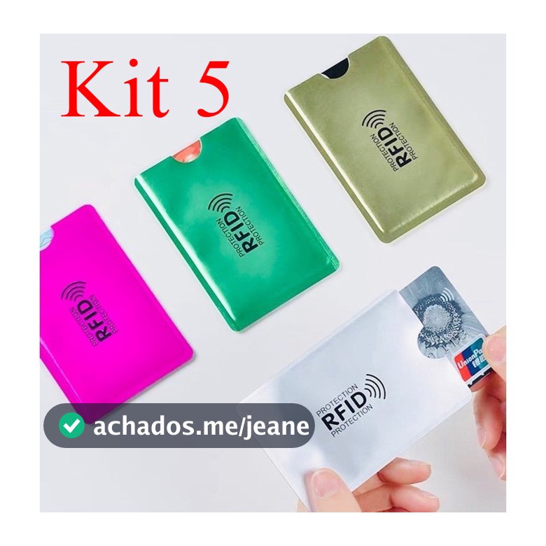 Kit 5 Protetor Cartão RFID Anti Clonagem Bloqueador NFC Carteira