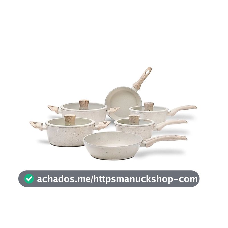 Jogo de Panelas 6 Peças Brinox Antiaderente Ceramic Life Sirius Vanilla e Preto - Com Indução
