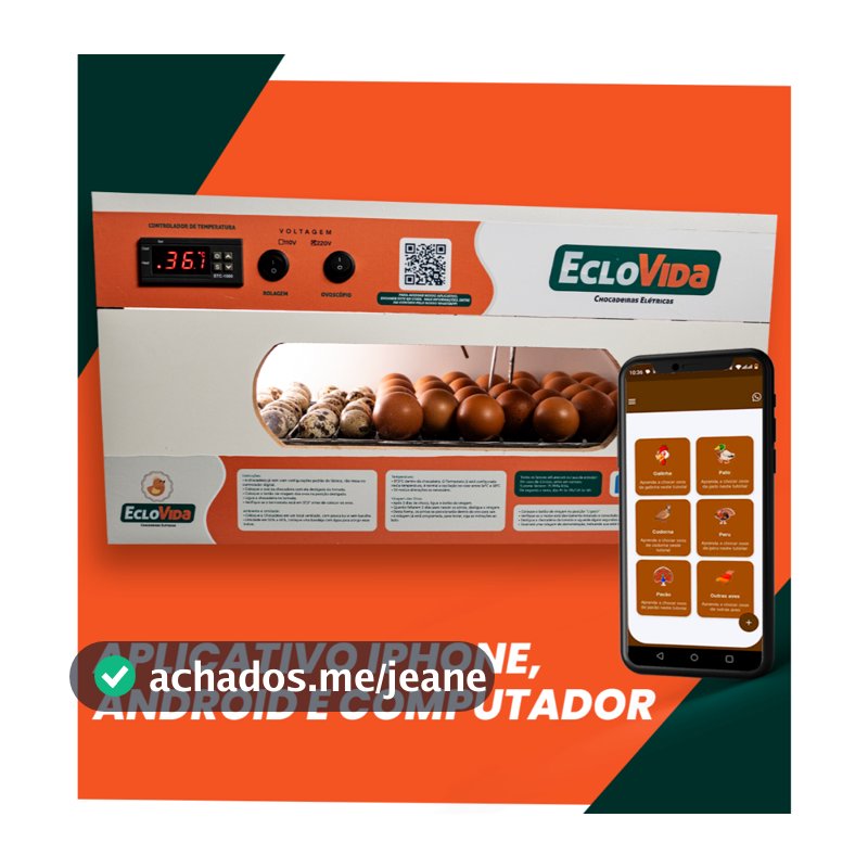 Chocadeira Elétrica 100 a 120 Ovos de Galinha ou até 220 Ovos de Codorna + APP Atualizado