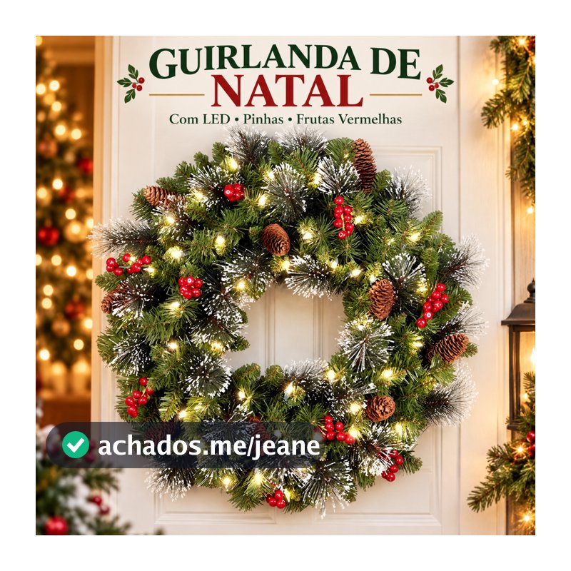 Guirlanda Natalina De Luxo Natal 40cm LED Decorações Porta Pendurado De Natal Feliz Natal Enfeite