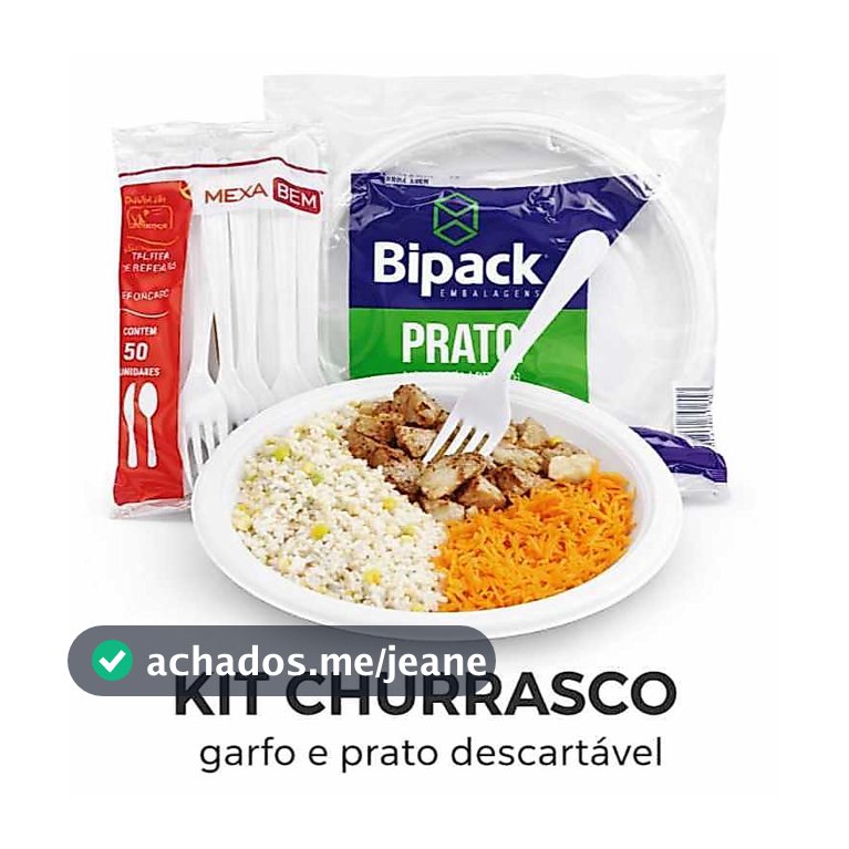 Kit churrasco prato e garfo refeição descartável  prato raso 21cm, mais garfo reforçado