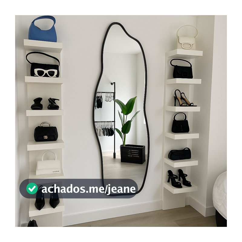 Espelho Orgânico Corpo Inteiro Grande 110x50cm Modelo Fogo Decorativo Para Sala Quarto