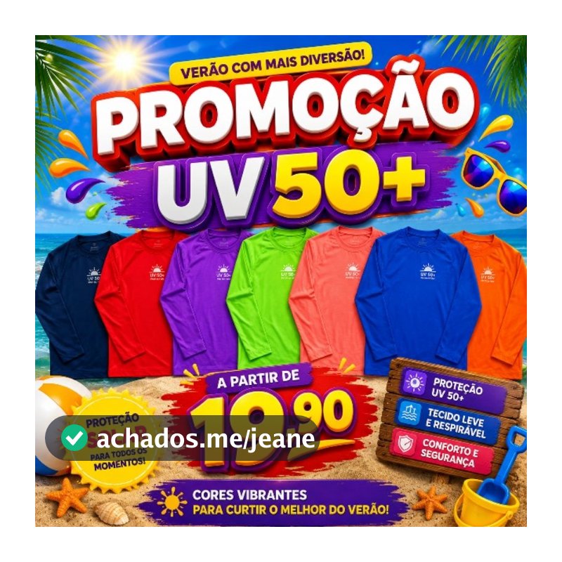 Camisa UV Infantil e Juvenil Térmica com Proteção Solar UV50 para Menino e Menina - Camiseta Uv50+