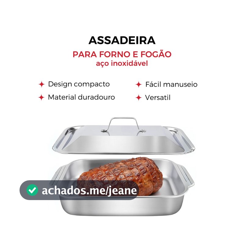 Assadeira de Cozimento em Aço Inoxidável com Tampas, Antiderrapantes Resistente a Altas Temperaturas
