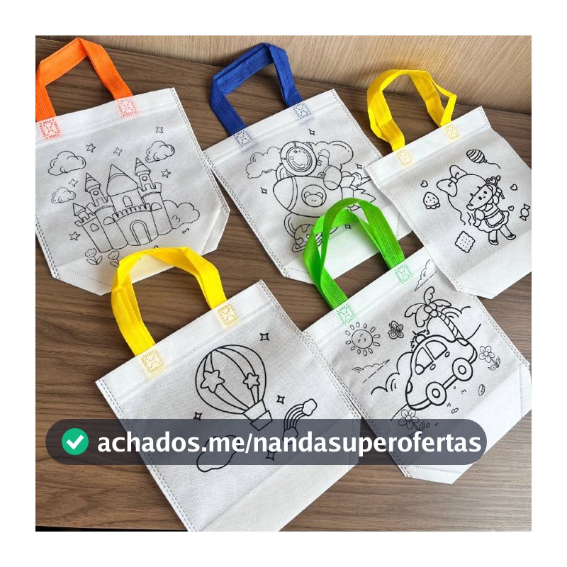 10 Sacolinhas de Pintar Sacola Lembrança Aniversário tnt festa infantil dia das crianças