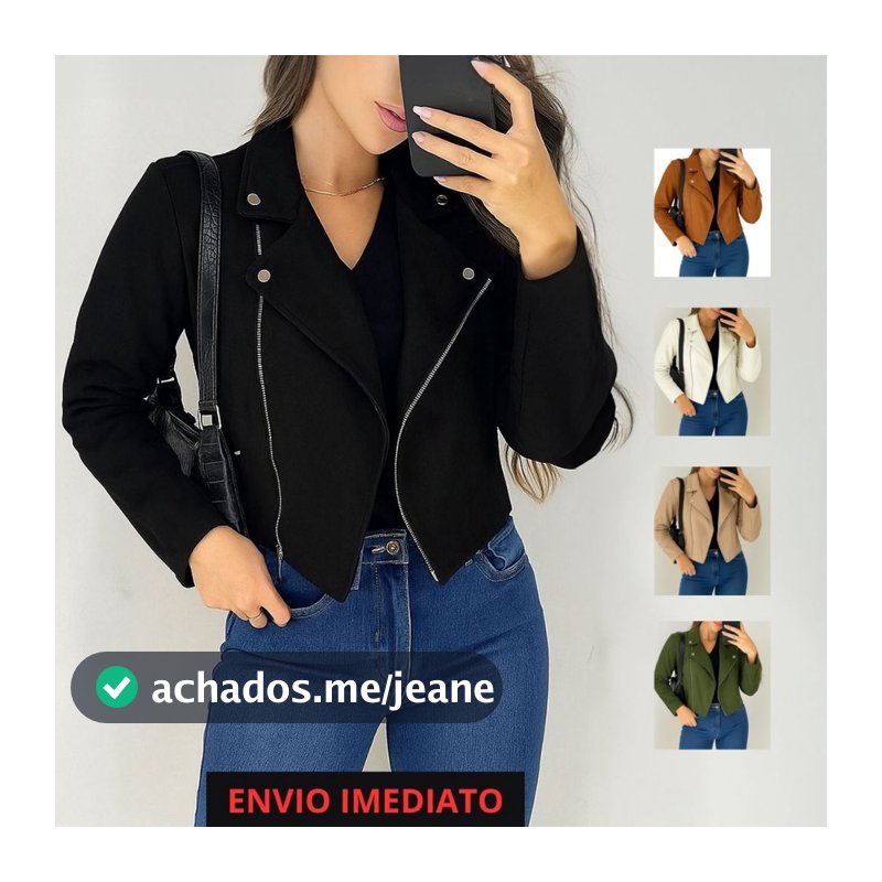 Jaqueta Feminina de Suede Estilosa Com Botões e Zíper Prata Estilo confortável Blusa de Frio