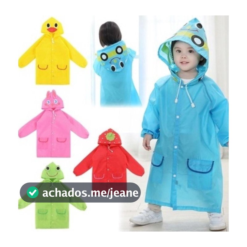 Capa De Chuva Infantil Criança Desenho Capuz Impermeável Menino Menina