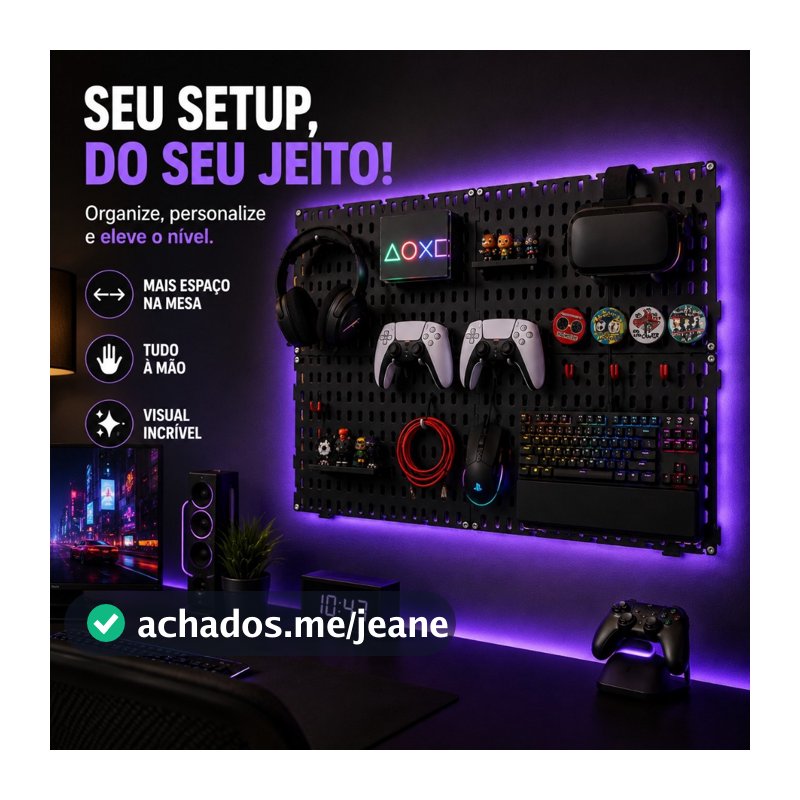 Painel Pegboard Organizador Setup Gamer 59x35 + Brindes