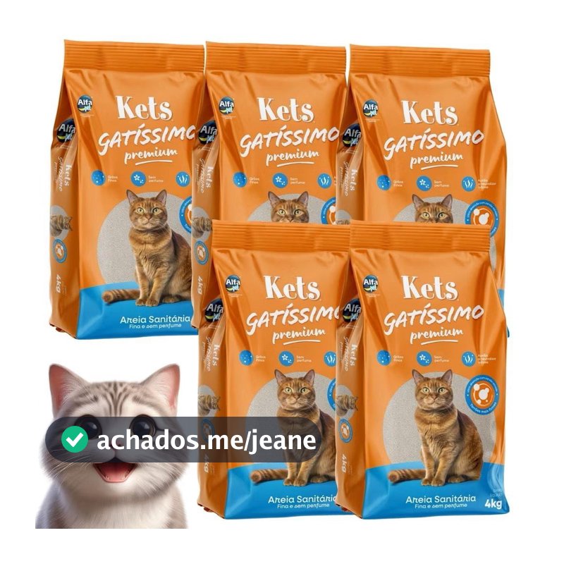 Kit 5un. Areia Sanitária Higiênica Para Gatos Anti Odor Gatíssimo 20kg Total