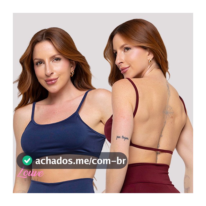 Kit 2 Top Costas Nua Fitness Alcinha Feminino Academia
