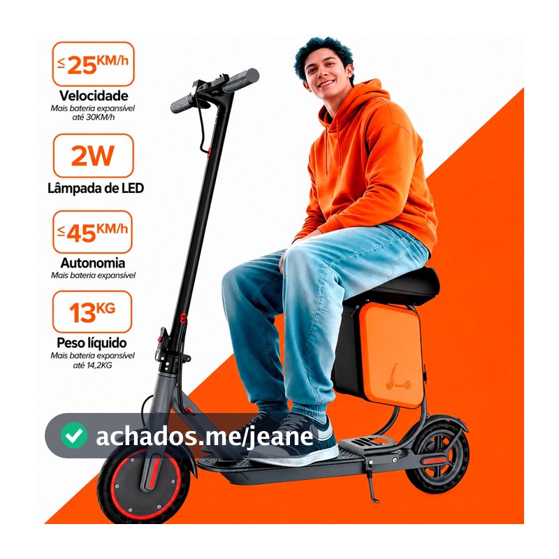 Patinete Elétrico Com Banco Scooter Dobrável Adulto Bateria Lítio Mobilidade Urbana Top 30KM/H