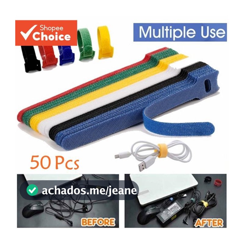 Gancho E Laço Reutilizável Do Organizador Da Braçadeira Cabo De 50 Pces Para A Decoração Feriado