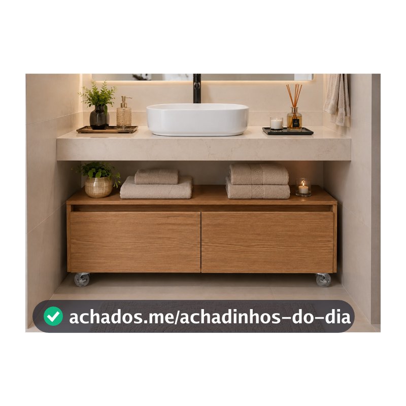 Armário Gabinete Barber 2 Gavetas Com Rodas 90x38x30 Mdf Louro Freijó