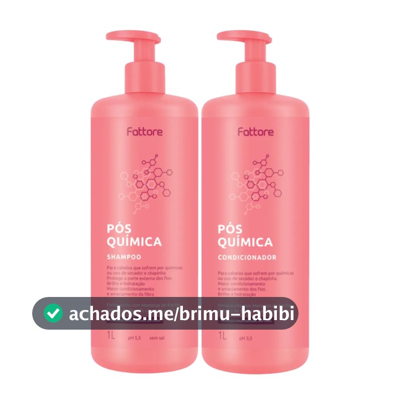 Kit Pós-Química Fattore 1L Shampoo + Condicionador. Reconstrução Cabelos Danificados