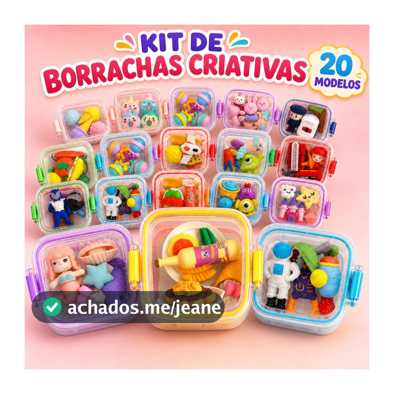 Kit Marmitinha Borracha 3D Criativa De Caxinha Comida Estudante Infantil Papelaria Fofa Kawaii