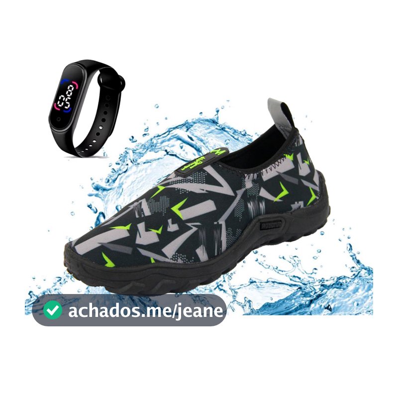 Sapatilha Aquática Náutica Com Sola Antiderrapante Confortável + RELÓGIO DIGITAL