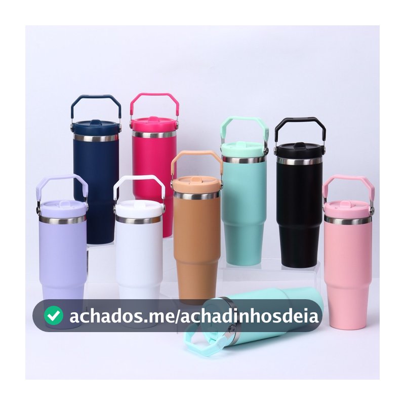 Garrafa Térmica 900ML Com Bico Com Alça Flip Tumbl Aço Inoxidável Academia Trabalho