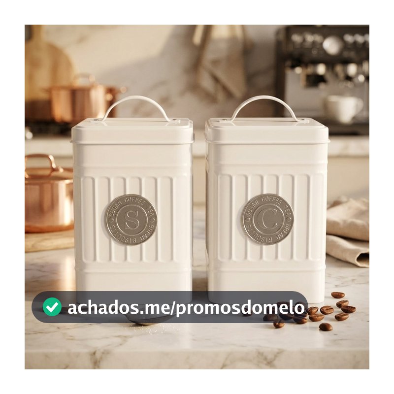 Lata Armazenagem Metal Branco Café Açúcar Duo Quadrado Estilo Farmhouse Pote Hermético Organizador