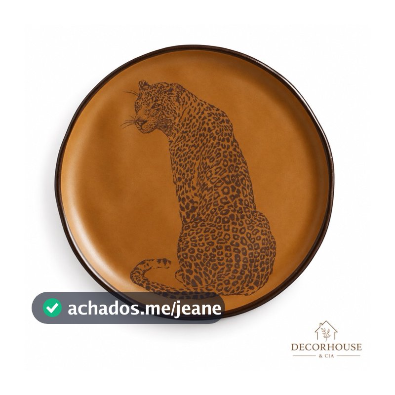 Prato Raso Linha Safari Onça - Orgânico 28 cm.