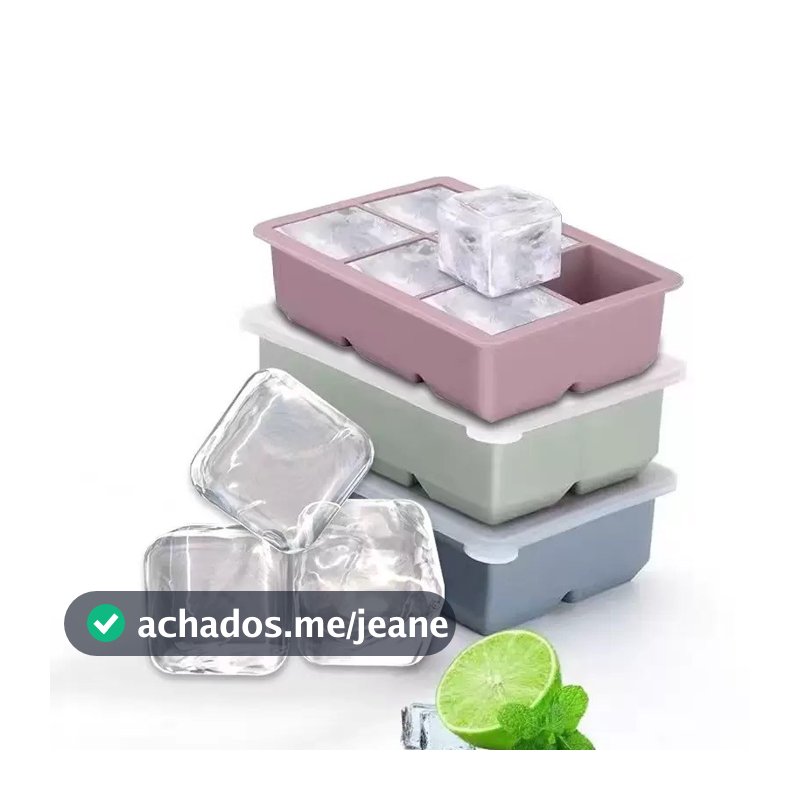 Forma de Gelo de Silicone com Tampa - Cubos Grandes e Fáceis de Remover Drinks