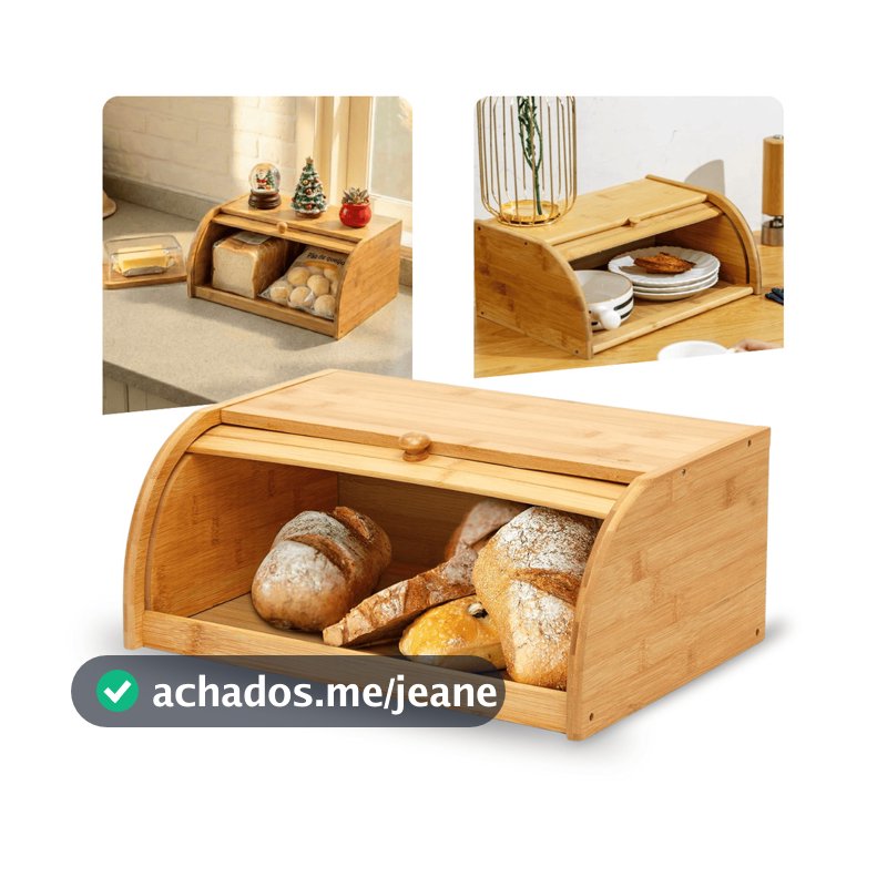 Porta Pão em Bambu Cozinha Armazenamento de Pães