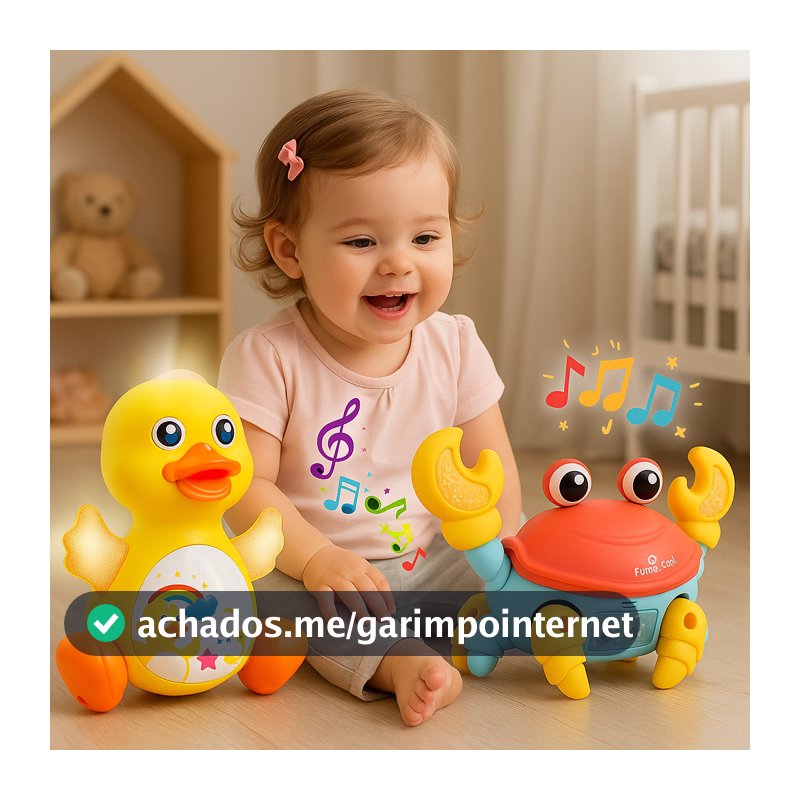 KIT Brinquedo Caranguejo Fujão + Pato Dançarino Musical Brinquedo Infantil Interativo Sensorial - Envio Imediato