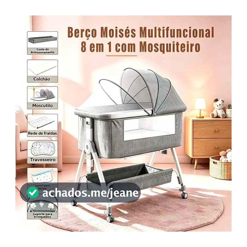 Berço Moisés Multifuncional 8 em 1 – Conforto e Praticidade para o Bebê !