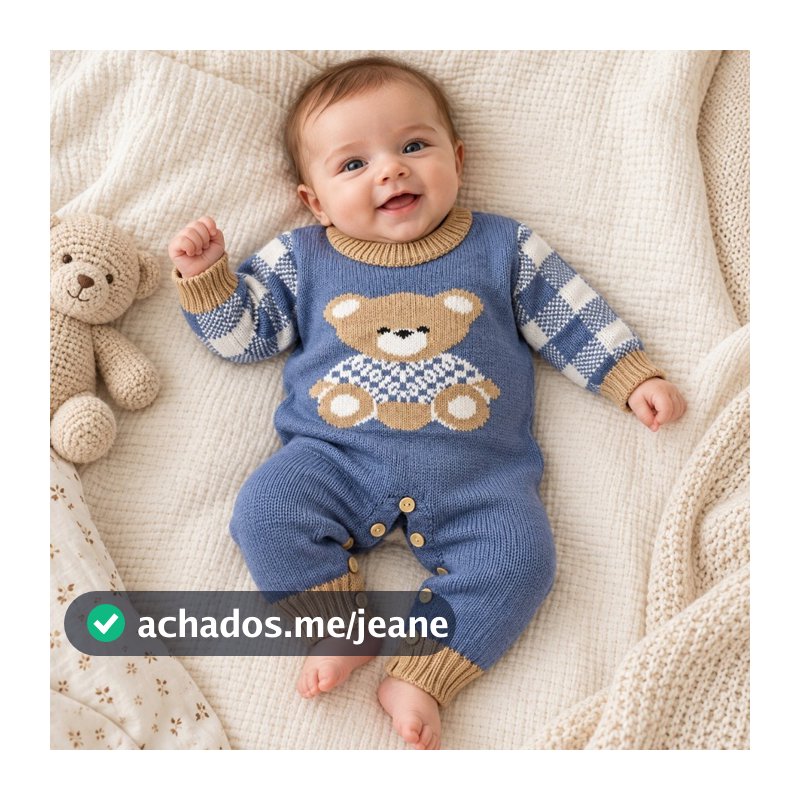 Macacão bebê Tricot Ursinho Clássico Yan