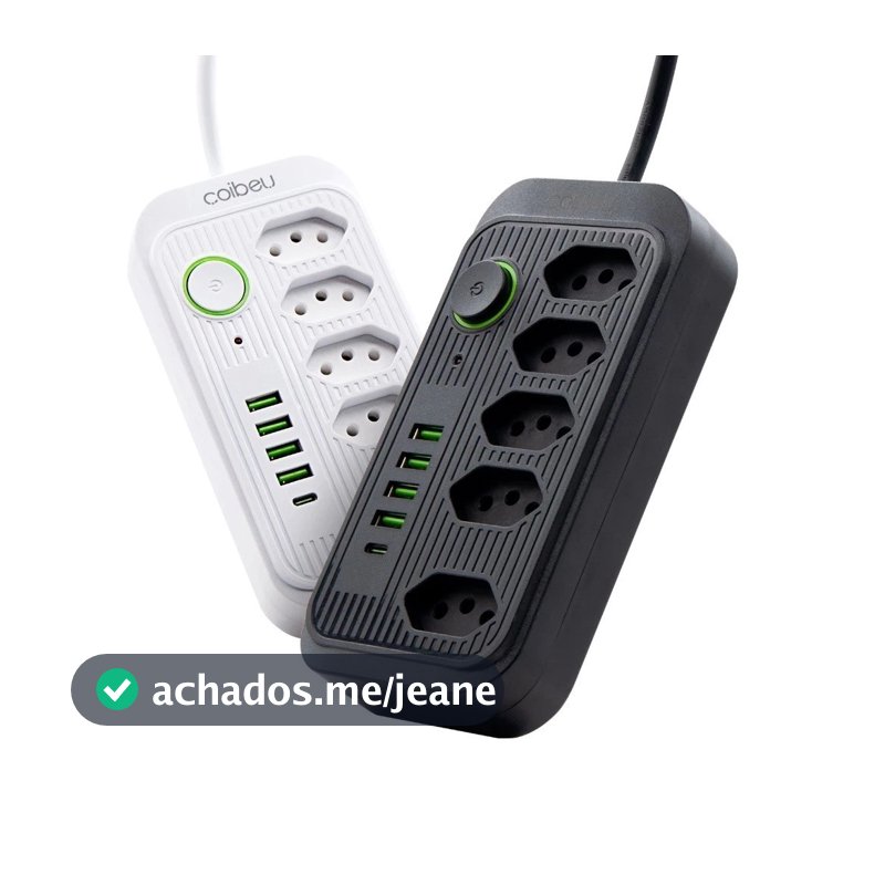 Filtro de Linha com 5 Tomadas, 4 USB e USB-C Bivolt