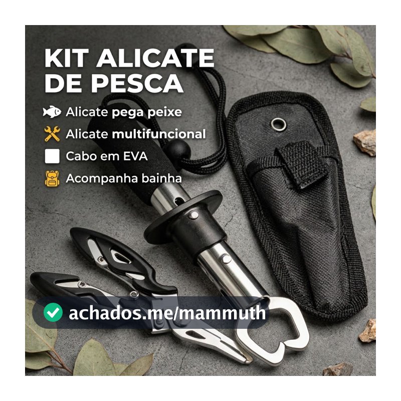 Kit 3/5 Alicate De Pesca Bico Curvo Pega Peixe Aco Inox Tesoura