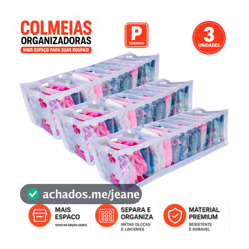 Kit 3 Colmeias Organizadoras P para Gavetas Organizador Guarda Roupa calcinha cueca meia bebes