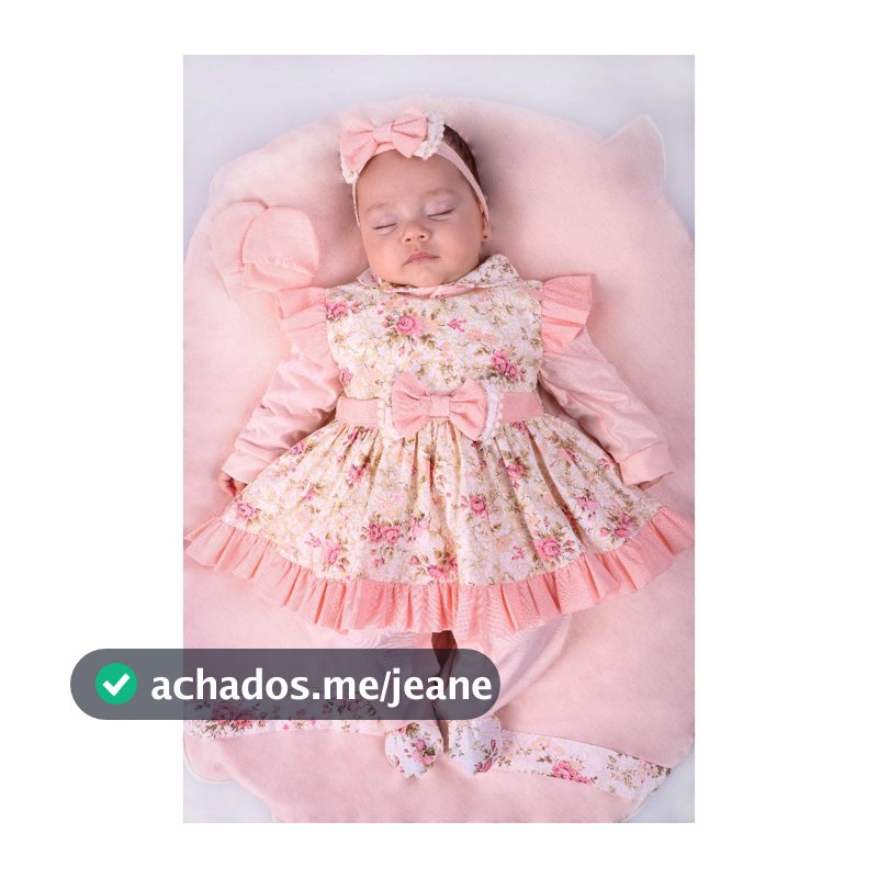 Saída Maternidade Menina Pompom Floral Salmão 05 Peças Roupa de Bebê Menina