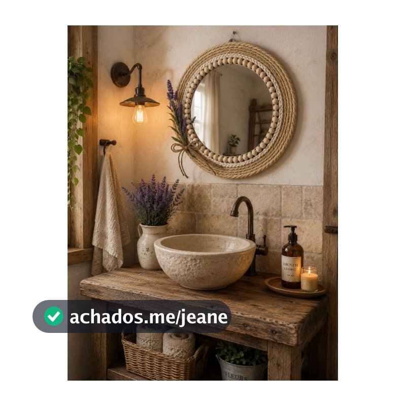 Espelho redondo decorativo estilo Farmhouse.