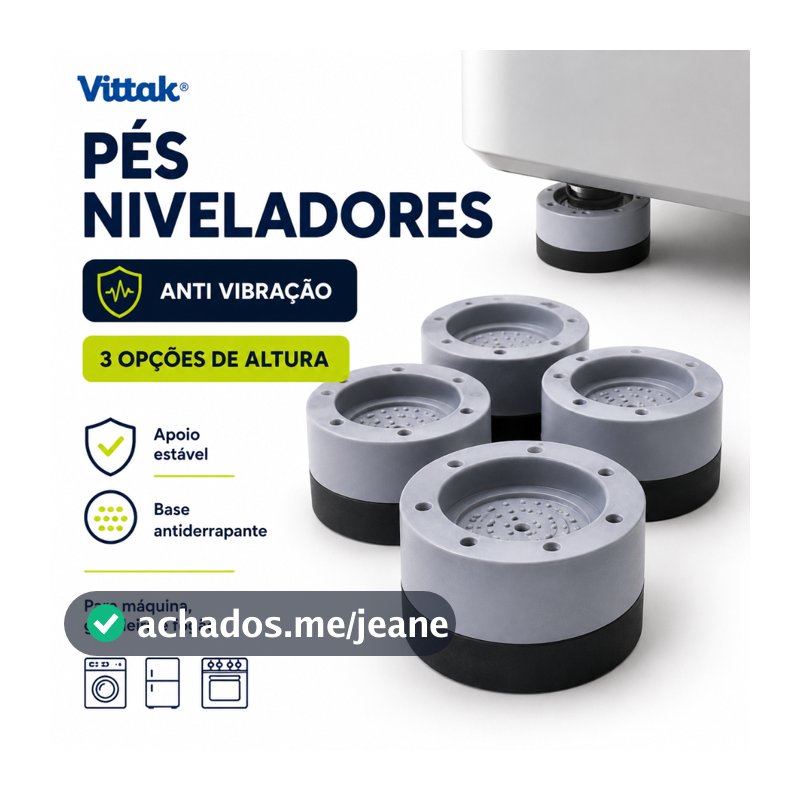 Kit Pé Nivelador Antivibração Para Lava e Seca Geladeira Secadora Fogão Máquina Lavar Frontal Nivelador Alto Empilhável