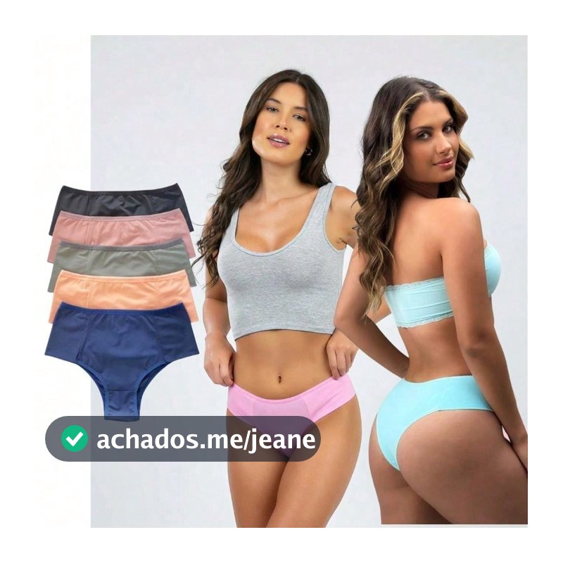 Kit 10 Calcinhas Rebeca Pala Dupla Cintura Alta Lateral Cores variadas Premium