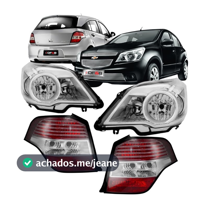 Par farol dianteiro Cromado e Lanternas Traseiras Bicolor Chevrolet Agile 2009 a 2013