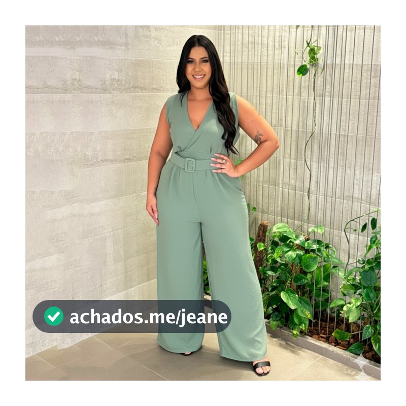 Macacão Feminino Elegante Longo Regata Tecido Duna com Cinto Plus Size.