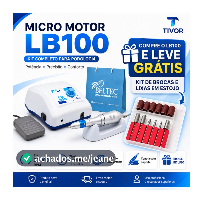 Micromotor Profissional Beltec LB100 Alta Rotação Potência Para Manicures, Nail Designers, Podólogos, Dentistas Original