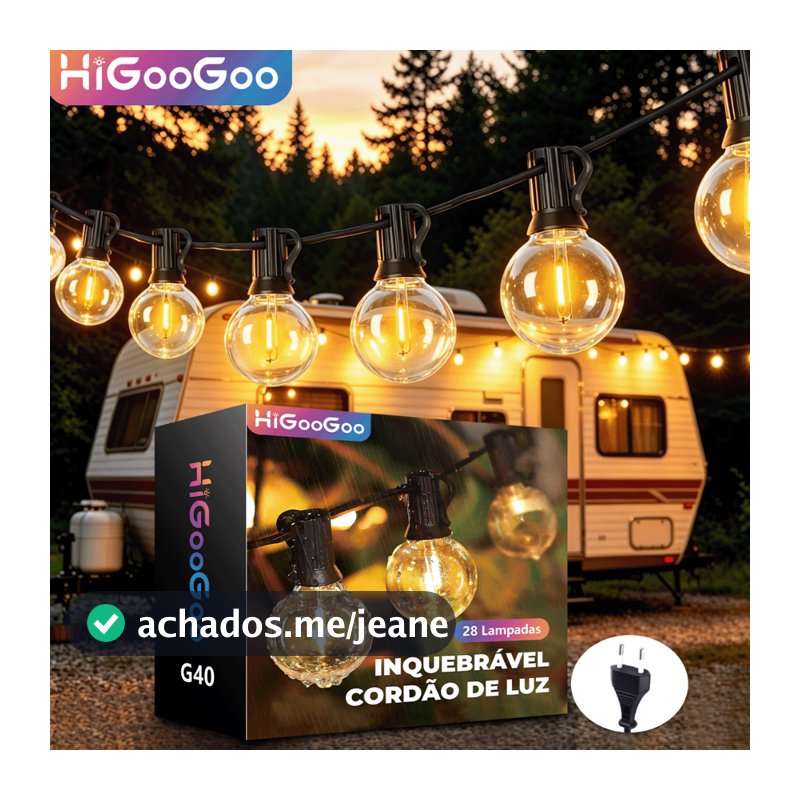 HiGooGoo G40 Inquebrável Cordão De Luz Iluminação Externa 30M 55 LED Lâmpadas Varal De Luzes Decoração Carnaval Natal