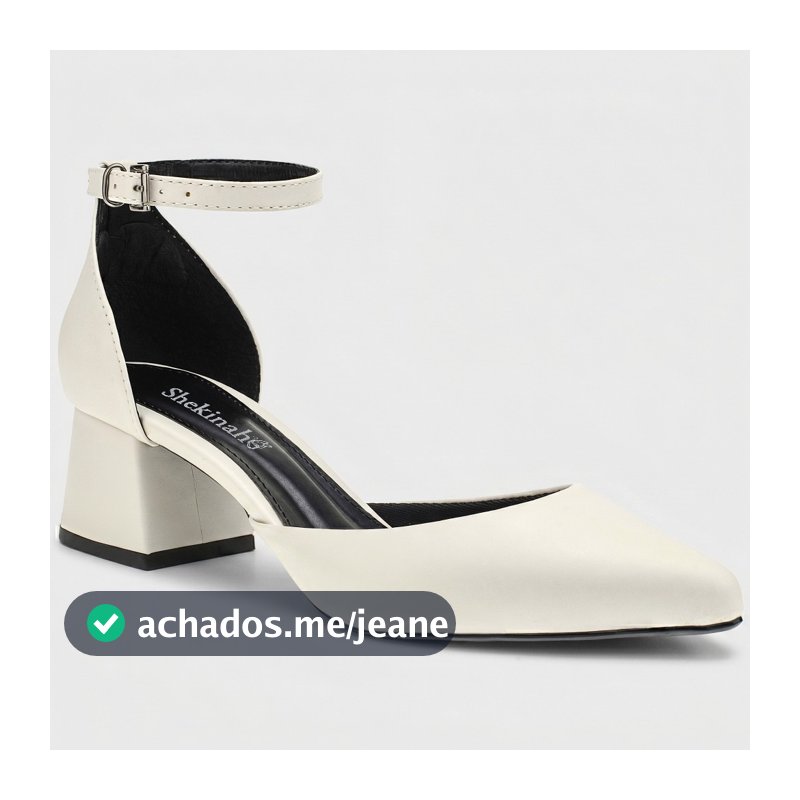 Sapato Feminino Shekinah Scarpin Bico Fino Salto Bloco Grosso Noiva Casamento