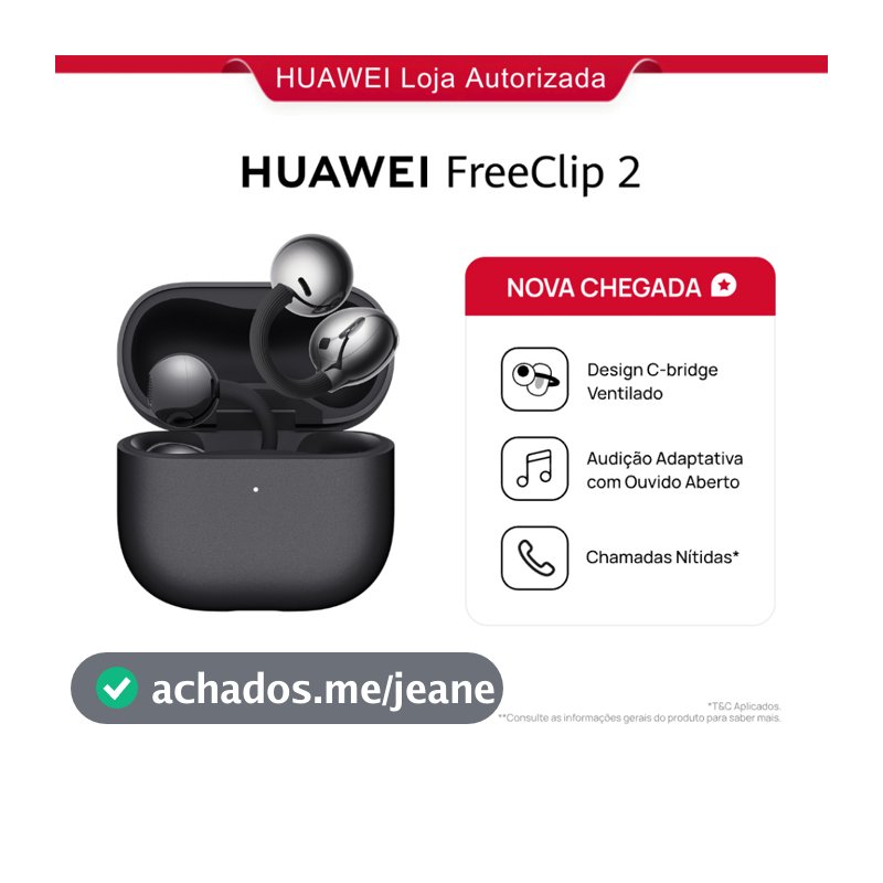 HUAWEI FreeClip 2, Fone de Ouvido Bluetooth Sem Fio Design em C, Chamadas Nítida
