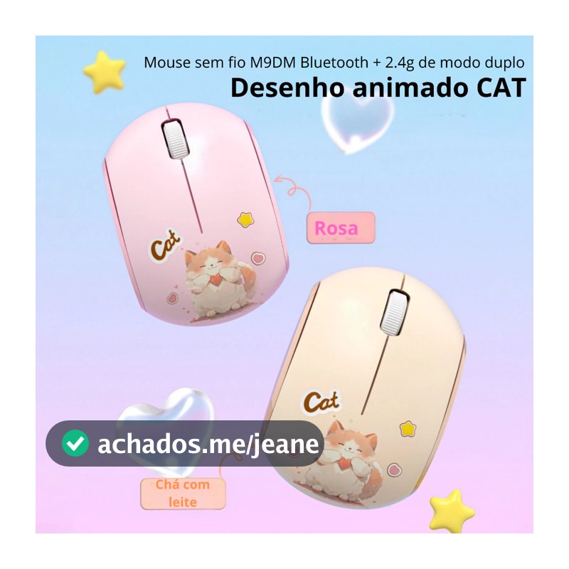 Mini mouse CAT - Bluetooth + USB - Projetado para mãos pequenas 30% menor que um mouse comum