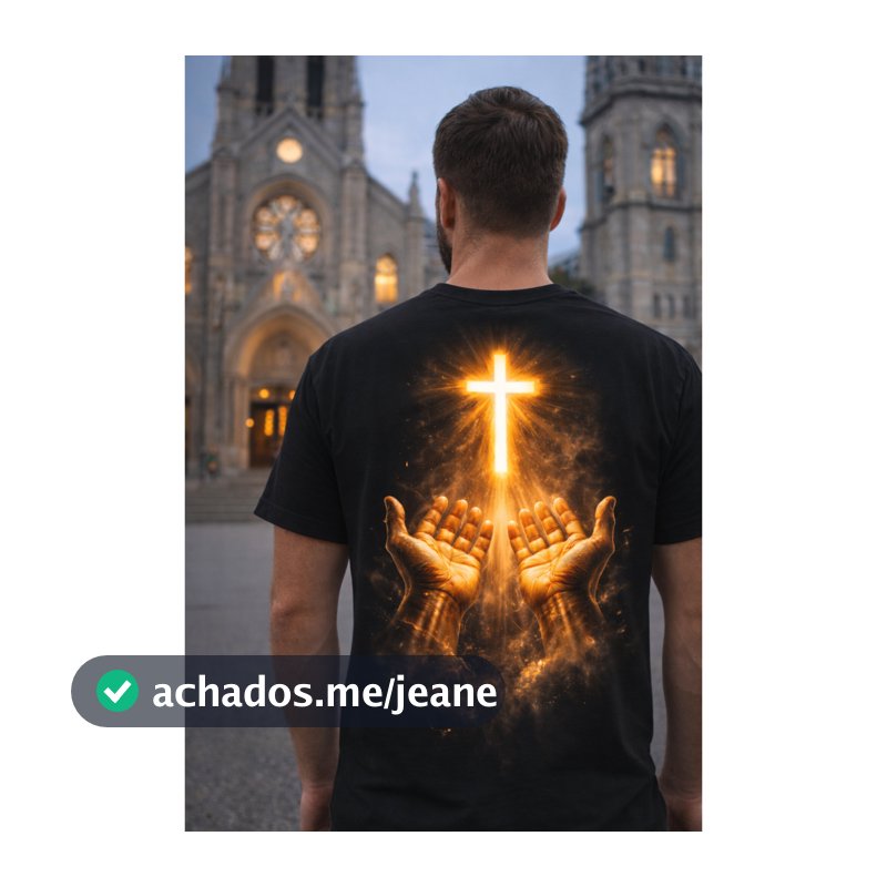 Camiseta Cristã Masculina/Feminina Estampa Cruz e mãos – Moda Gospel 100% Algodão Casual