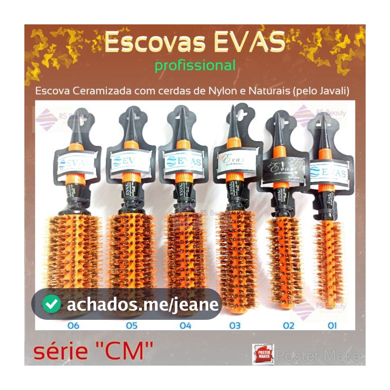 EVAS Escova Cerâmica Térmica Cerdas Mistas série CM Laranja