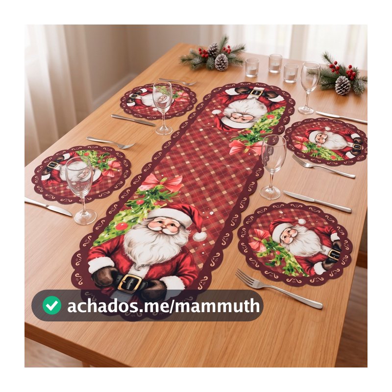 Kit Sousplast Jogo Americano Caminho De Mesa Natalino Natal Mesa Posta Sofisticação Sublimação Digital Tecido Premium